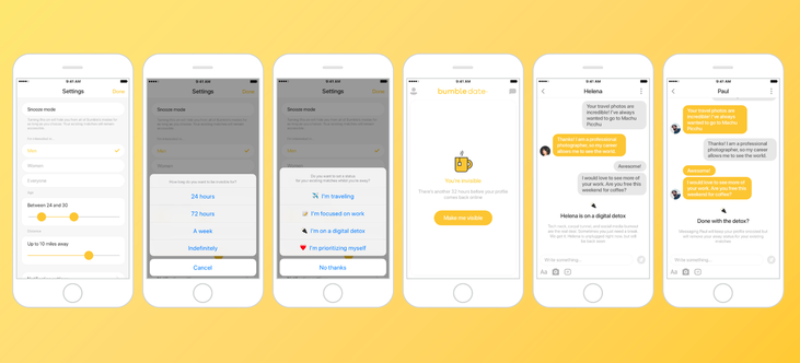 BUMBLE lanceert 'snooze' functie om digitale leven op pauze te zetten