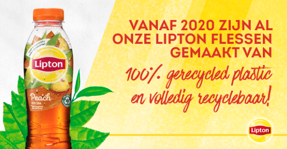 Lipton gaat vanaf 2020 volledig over op flessen van 100% gerecycled plastic