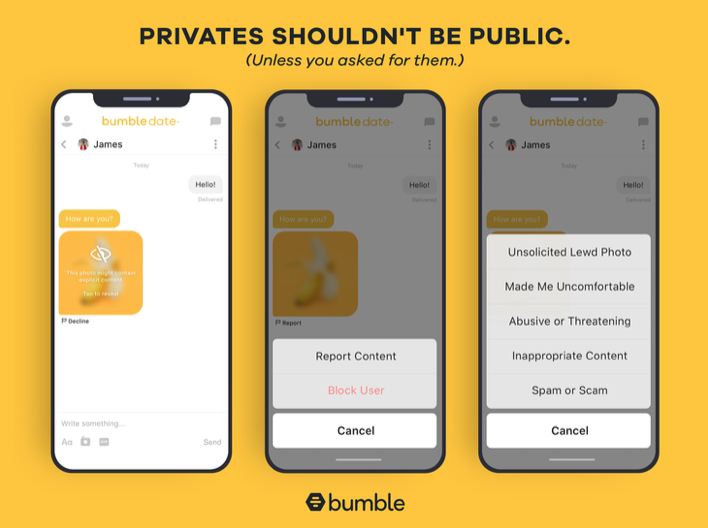 Private Detector van Bumble beschermt tegen ongewenste naaktfoto's