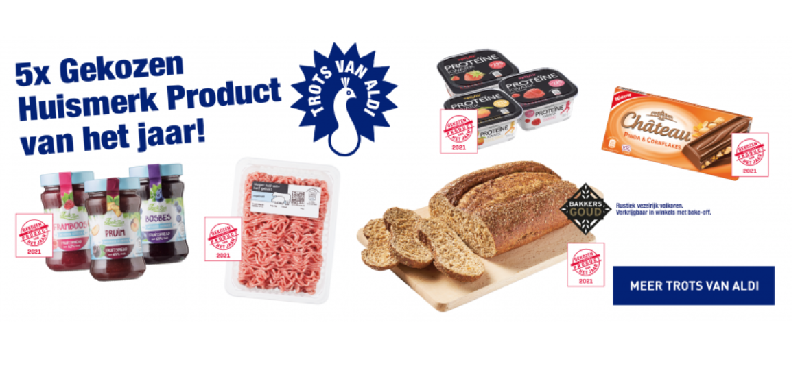 ALDI wint vijf keer Huismerk Product van het Jaar 2021